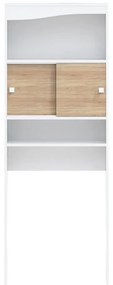 Шкаф над пералнята/тоалетната в дъбов декор в бял и естествен цвят 64x177 cm Wave - TemaHome