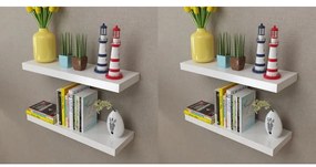 275997 vidaXL Стенни рафтове, 4 бр, бели, 60 см