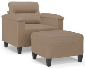 3201241 vidaXL Кресло с табуретка, капучино, 60 см, изкуствена кожа