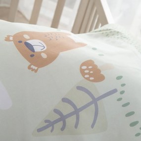 Светлозелено памучно детско спално бельо за детско креватче 80x80 cm Woodland Buddies – Roba