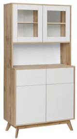 Бяло-естествена витрина от декор от дъб 84x165 cm Skandi – Støraa