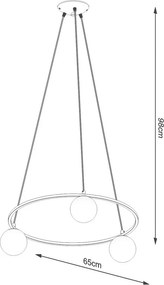 Бяло/черно висящо осветително тяло със стъклен абажур Umerta – Sollux