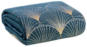 Дизайнерска покривка за легло LOTOS тюркоаз със златен мотив Ширина: 170 см | Дължина: 210 см