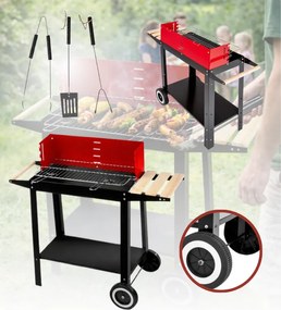 Градинска скара с колела и рафтове 87 x 35 x 80 cm