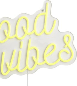 Неоновa стенна лампа жълта с LED - Good Vibes