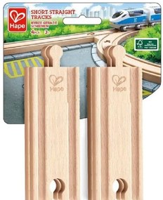 Hape - Игрален комплект Железопътни, къси, прави линии, 4 броя