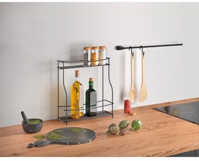 Черен двуетажен допълнителен рафт за кухня Lava Balsamico - Metaltex