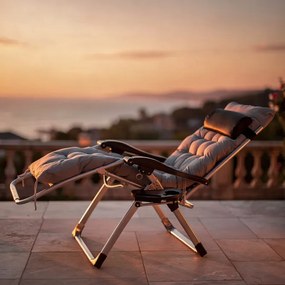 Сгъваем градински шезлонг с възглавница TDC01-BK Черен