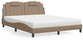 3208807 vidaXL Легло Viana без матрак, капучино, 160x200 см, изкуствена кожа
