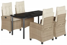 3212816 vidaXL Градински комплект с възглавници, 5 части, бежов полиратан