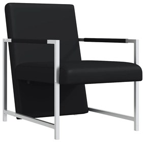 241006 vidaXL Фотьойл с хромирани крака, черен, изкуствена кожа