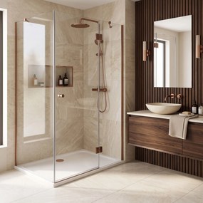 Корито за душ кабина-акрилно Rea Belmond White 90x120 Brush Copper