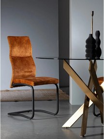 Тапициран трапезен стол в цвят кафяв коняк Thelma – Bizzotto