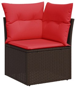 366239 vidaXL Ъглов градински диван с възглавници, кафяв, полиратан