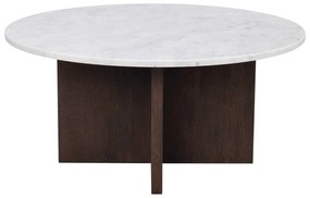 Кръгла масичка за кафе от бяло-кафяв мрамор 90x90 cm Brooksville - Rowico