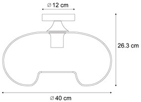Таванно осветление в стил Арт Деко, месинг с кехлибарено стъкло 40см - Busa