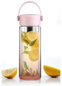 Розова стъклена бутилка 350 ml Fuori – Vialli Design