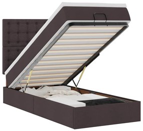 3314130 vidaXL Османска легло с матрак и LED, тъмнокафяво, 80x200 см, плат