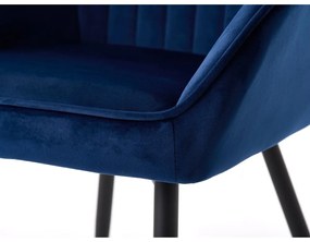 Тъмносини тапицирани трапезни столове в комплект с подлакътници 2 бр. Nolan Stripe – Unique Furniture