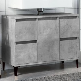 857128 vidaXL Шкаф за мивка, бетонно сиво, 80x33x60 см, инженерно дърво