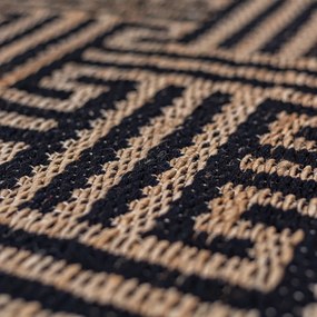 Черен/естествен ръчно изработен килим със смес от юта 200x290 cm Meander Jute – Flair Rugs