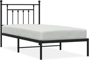 353529 vidaXL Метална рамка за легло с горна табла, черна, 90x190 см