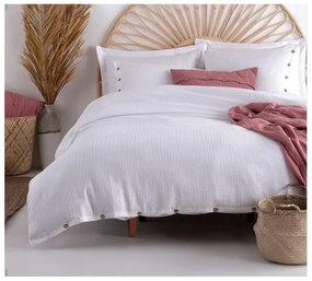 Бяло двойно удължено спално бельо от памук Renforcé 240x220 cm Como Striped – Mila Home Luxury