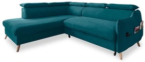 Ъглов разтегателен диван от тюркоазено кадифе (ляв ъгъл) Sweet Harmony - Miuform