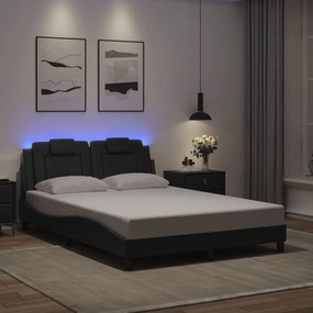 3214025 vidaXL Рамка за легло Viana с LED без матрак, сива, 140x200 cм