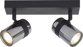 Плафон черен с димно стъкло 2 светлини въртящ се и накланящ се - Gianni