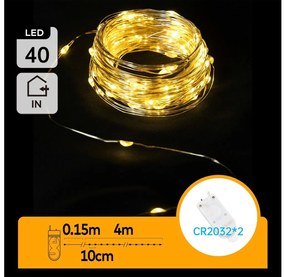 Aigostar - LED коледен гирлянд 40xLED/2x3V 4m топло бяло