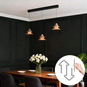 Висяща лампа черна с мока, включваща LED 3-степенно димиране 3 светлини Easylift - Witch