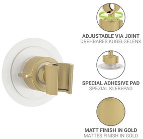 Пластмасов държач за душ слушалка без пробиване в златист цвят Libertà – Wenko