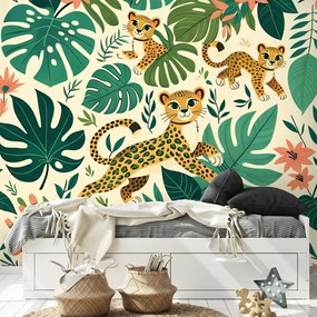 Тапет – Сладки леопардови малки в джунглата