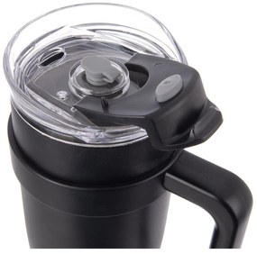 Черна термочаша със сламка 1,2 l Termo – Orion