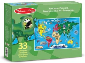 Melissa & Doug - Пъзел за под - Карта на света - 33 части