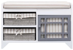 284080 vidaXL Пейка за коридор, бяла, 70x33,5x45 см, дърво от пауловния