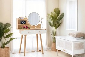 Козметична тоалетка с огледало и дървени чекмеджета