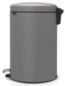Кош за боклук с педал Brabantia NewIcon 1001091, 20 л, Плавно затваряне, Противоплъзгаща основа, Минерално покритие, Сив