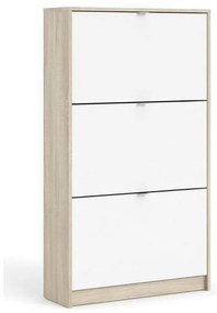 Бяла/естествена накланяща се стойка за обувки от декор от дъб Shoes – Tvilum