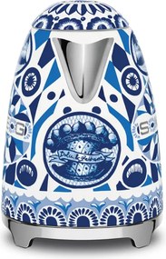 Електрическа кана SMEG Dolce & Gabbana KLF03DGBEU, 2400 W, 1.7 л, 360° основа, Гланцово покритие, Средиземноморско синьо