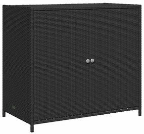 365543 vidaXL Градински шкаф за съхранение, черен, 83x45x76 см, полиратан