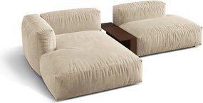 Бежов кадифен модулен ъглов диван (ляв ъгъл) Martina – Micadoni