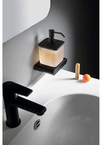 Матово черен стенен стъклен диспенсер за сапун 300 ml Flori – Sapho