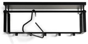 Черна метална стенна закачалка с рафт Rex - Spinder Design