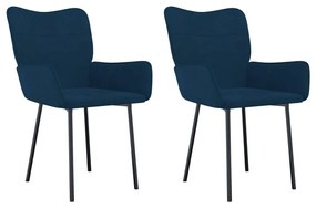 344819 vidaXL Трапезни столове, 2 бр, сини, кадифе
