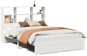 3322386 vidaXL Легло с етажерка за книги, без матрак, 140x190 см, бор масив