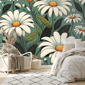 Тапет – Ретро маргаритки с листа