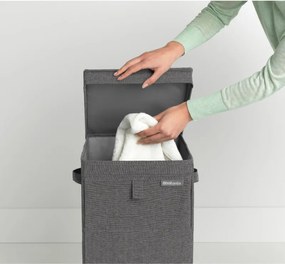 Кутия за пране Brabantia Stackable 1000828, 35 л, Преден отвор, Широк капак, Сгъваема, Черен