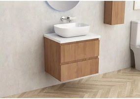 Конзолен PVC шкаф за баня BG 6039-60 + 6046-30, с бял плот, Inter Ceramic, 45х50х59см